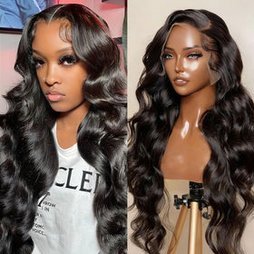 HRTND body wave lace front wig with 13x4 HD lace for natural blend.