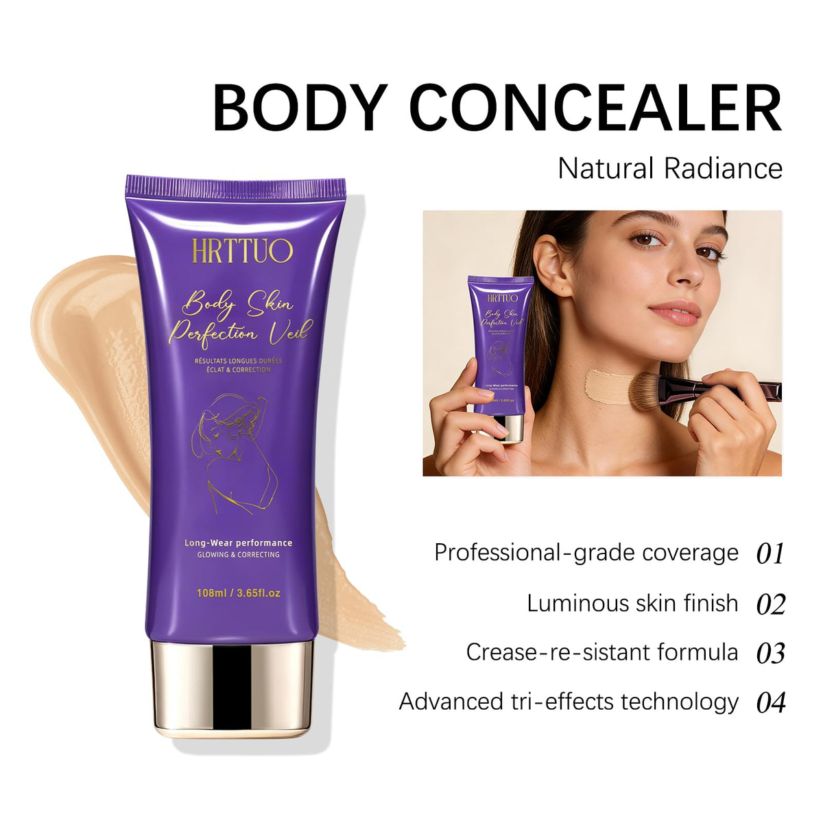 HRTTUO Waterproof Leg Makeup – texture blends seamlessly for a natural finish.