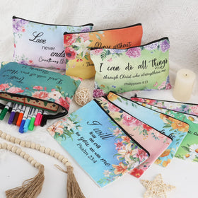 HSDSH Bible verse canvas pouch with a durable zipper for travel and daily use.