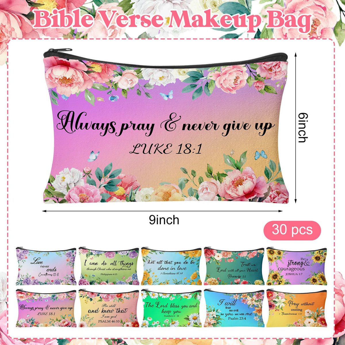 HSDSH Christian makeup bag collection in 10 styles for versatile gifting.