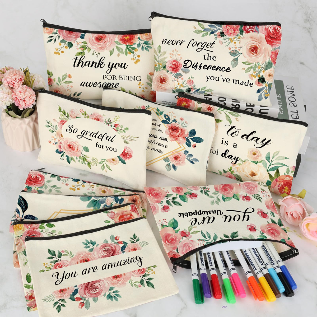 HSDSH inspirational bag in use with cosmetics, illustrating ample capacity.