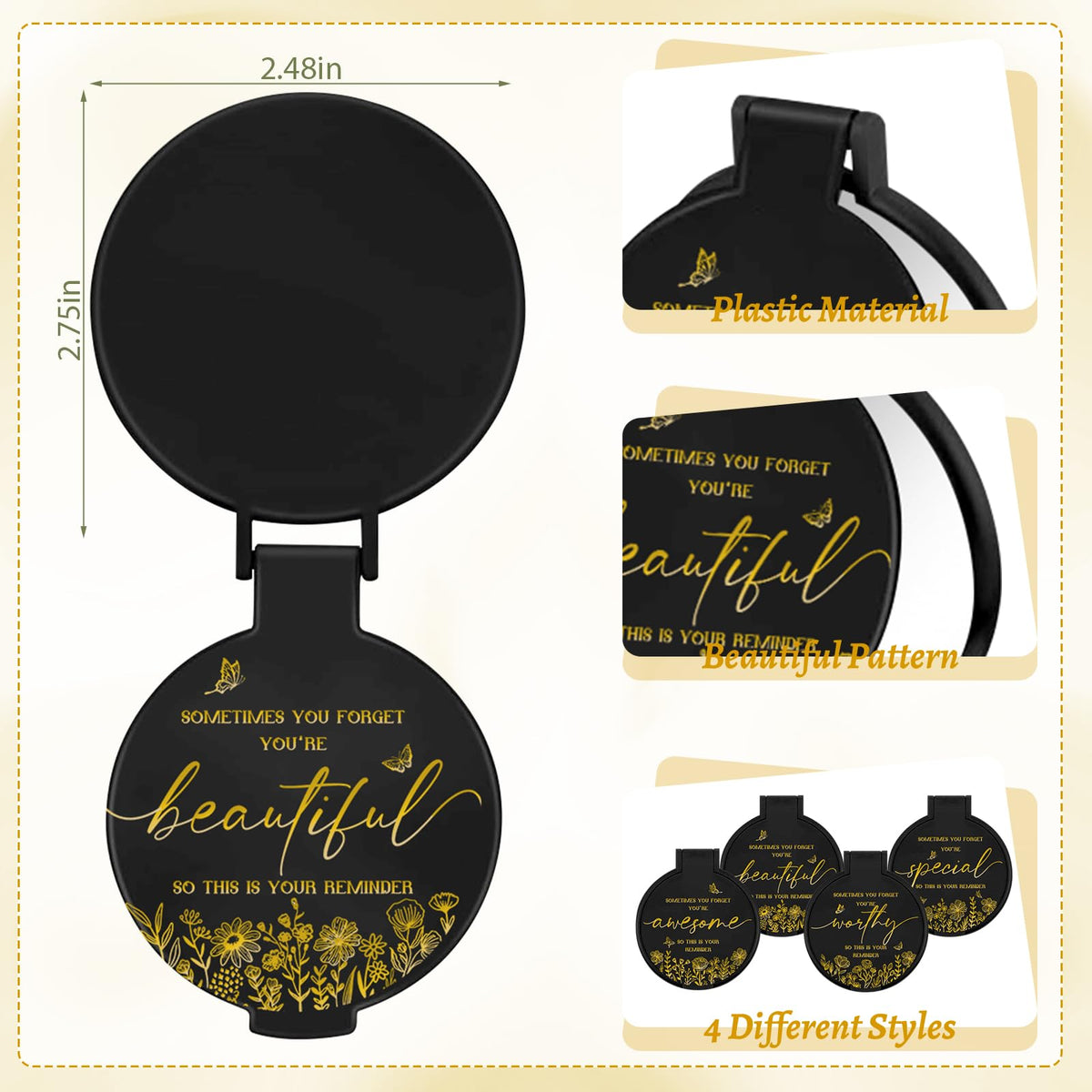 HSDSH mirror back pattern with words reminder for daily motivation.