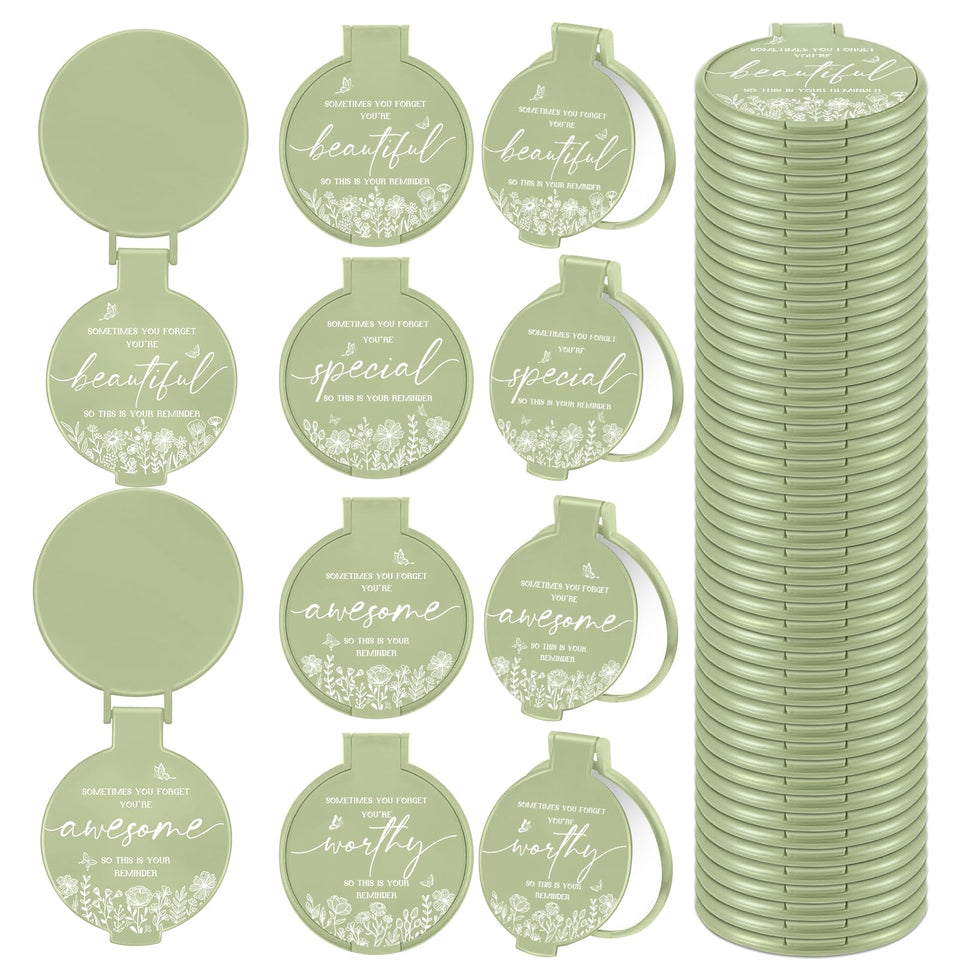 HSDSH inspirational compact mirror with green front pattern for daily motivation