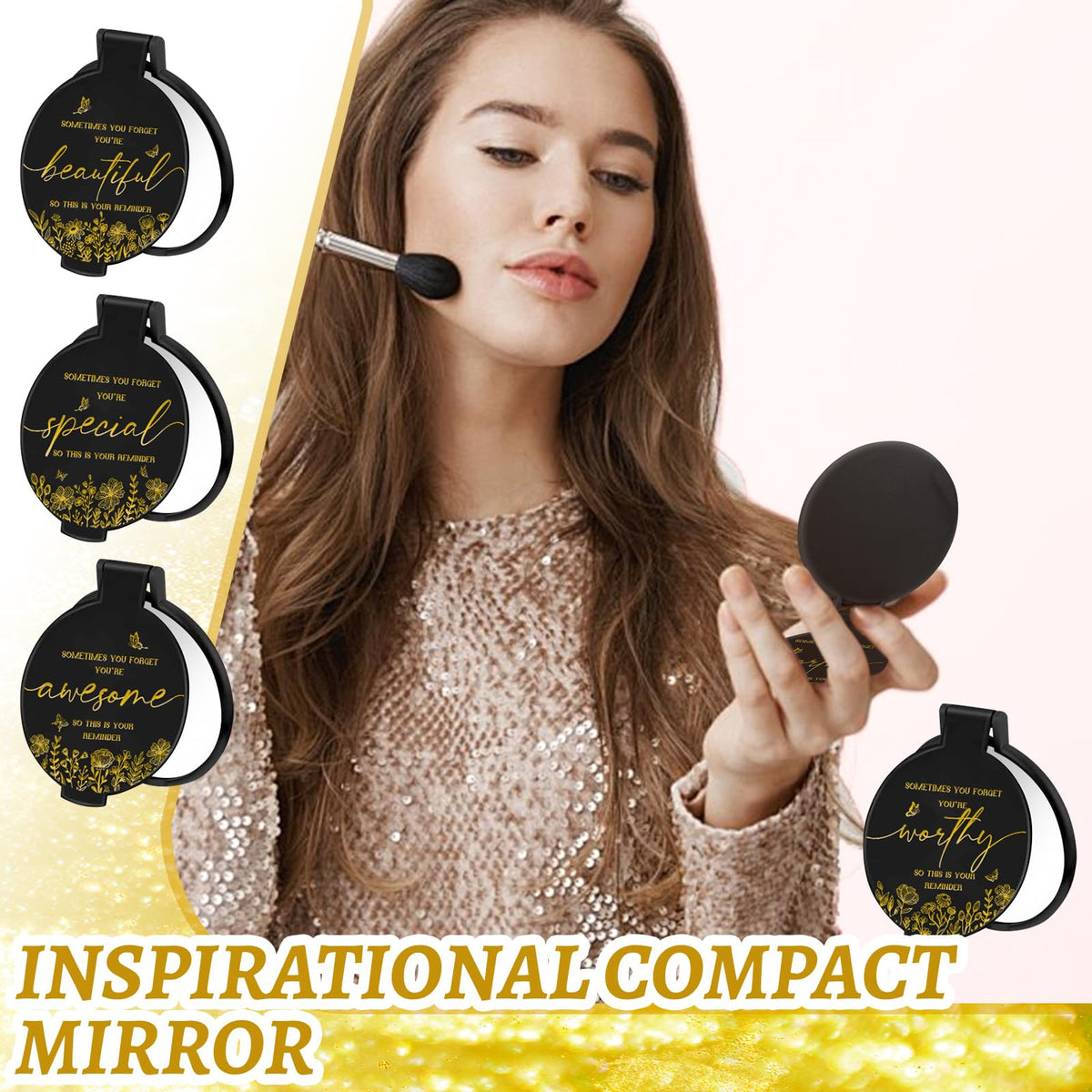 HSDSH pocket-size compact mirror for easy purse storage and touch-ups.