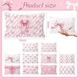HSDSH pink bow makeup bag pattern 2 ideal for cosmetics on the go.