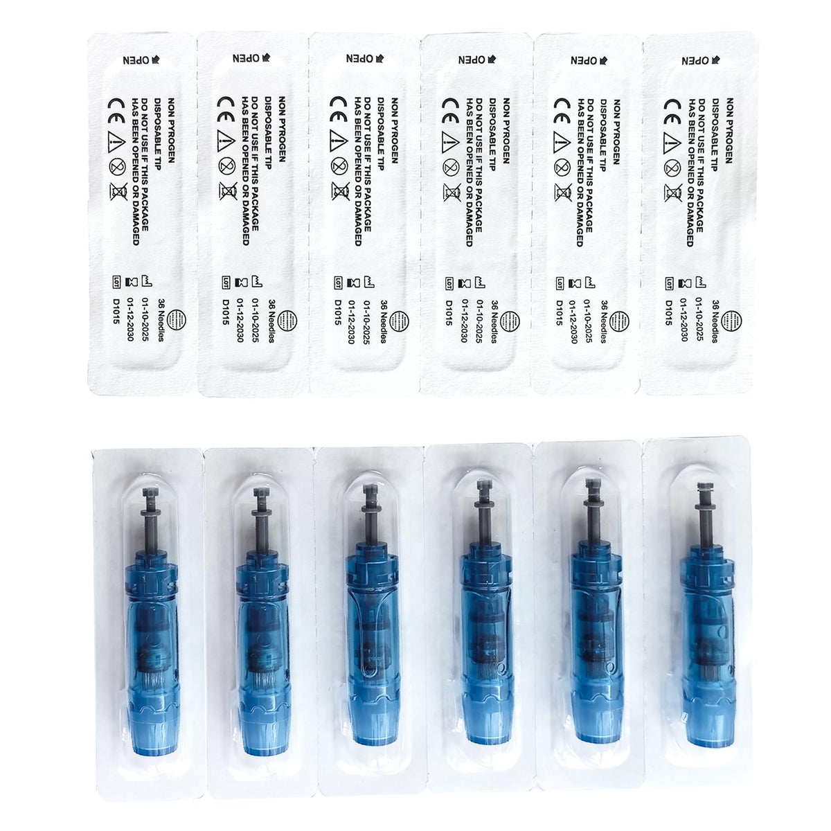 HSENBK 12pcs pack derma roller cartridges, compact packaging for easy storage.