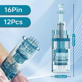 Close-up of HSENBK 16-pin cartridges for Dr Pen M8 with 0.25mm needle