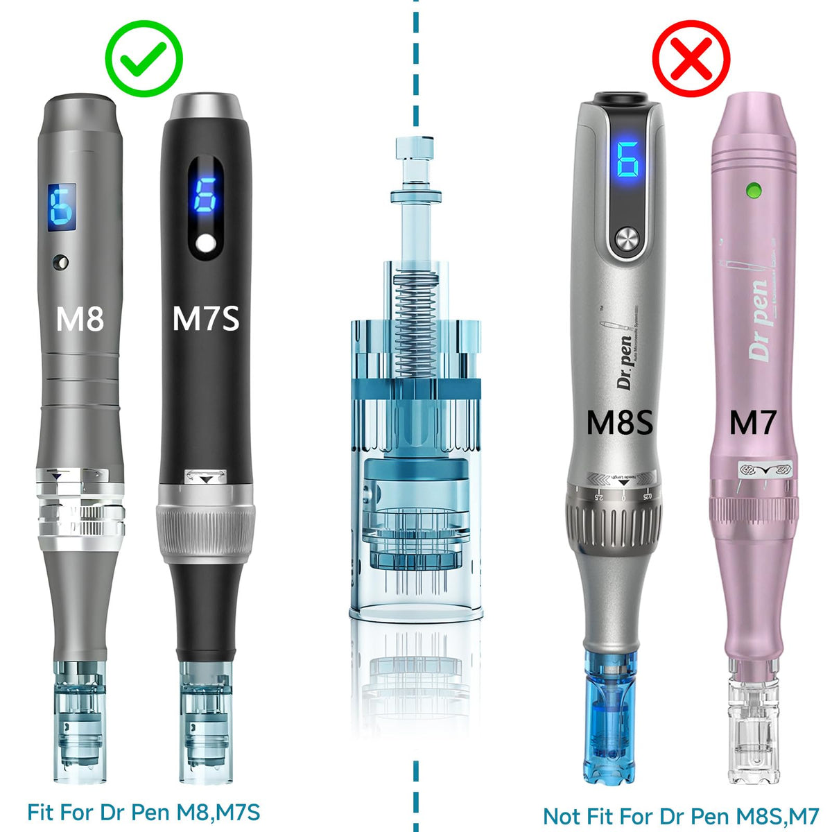 12-pack HSENBK cartridges for Dr Pen M8 shown with sterile packaging