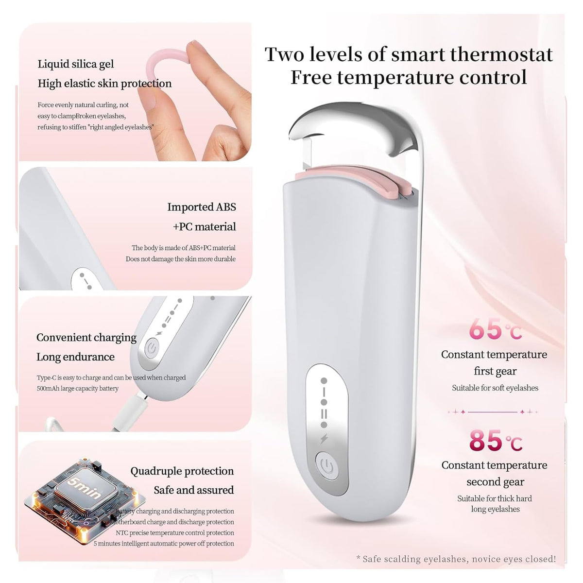 Hsenowi heated eyelash curler in use delivering natural lift.