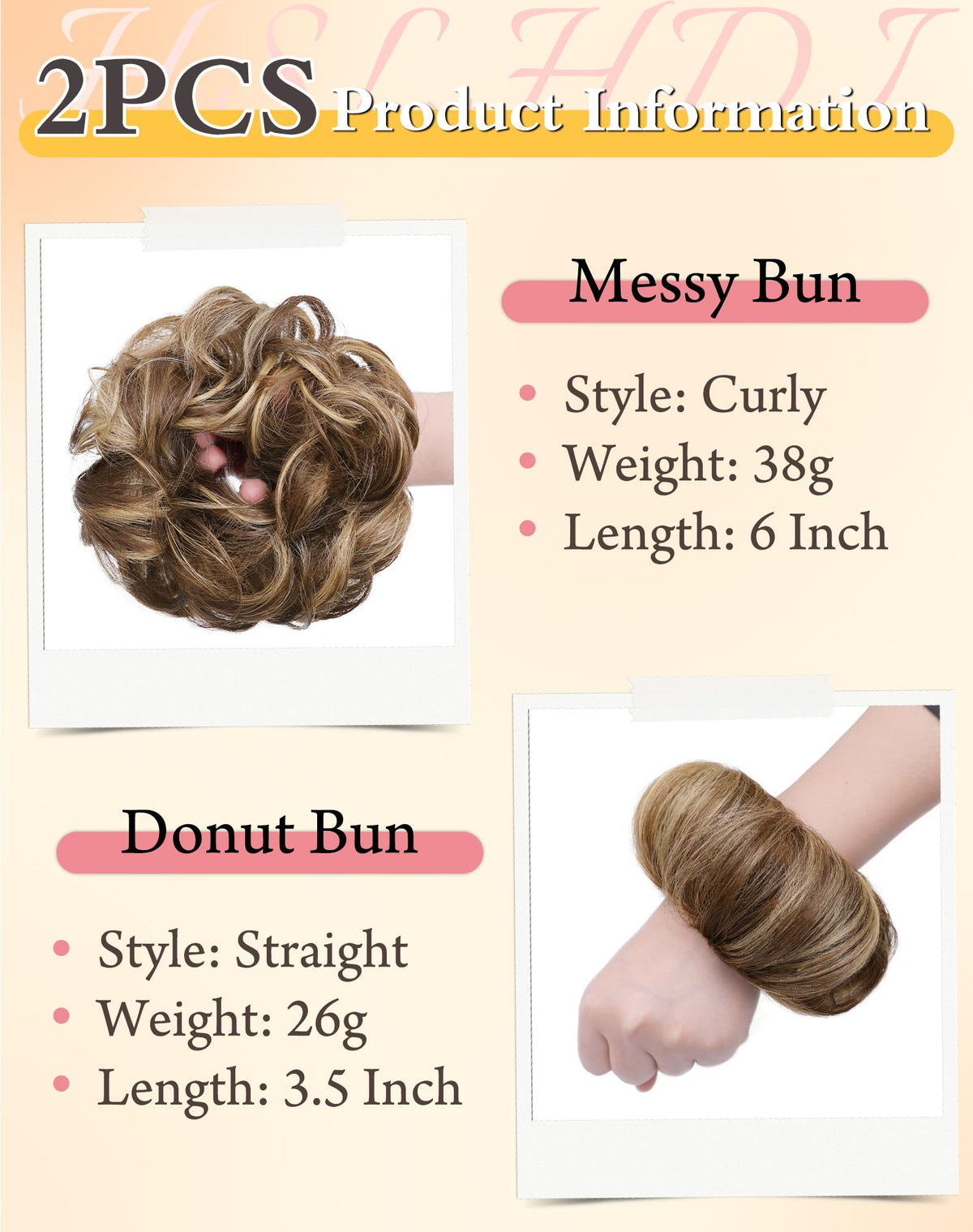 HSLHDI messy bun close-up shows high-quality fibers and heat resistance