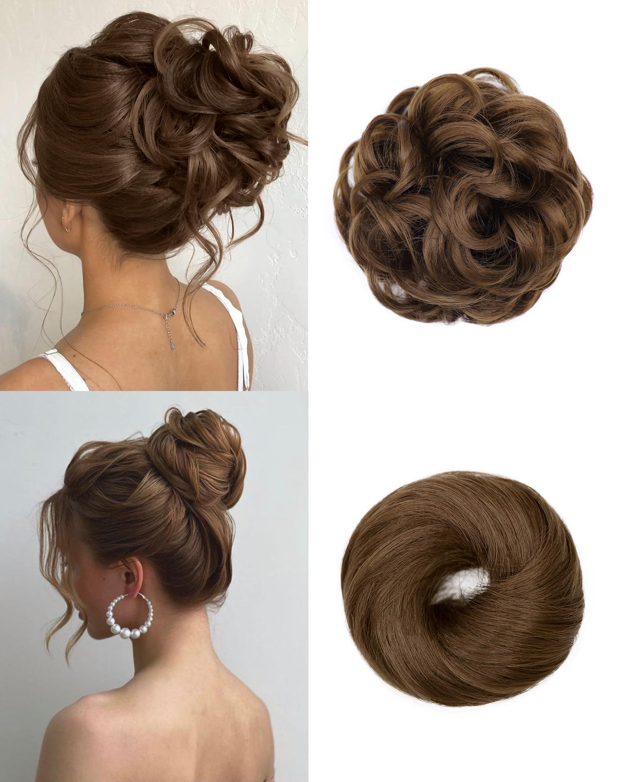 HSLHDI messy bun large wavy texture adds volume for casual wear.