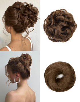 HSLHDI messy bun large wavy texture adds volume for casual wear.