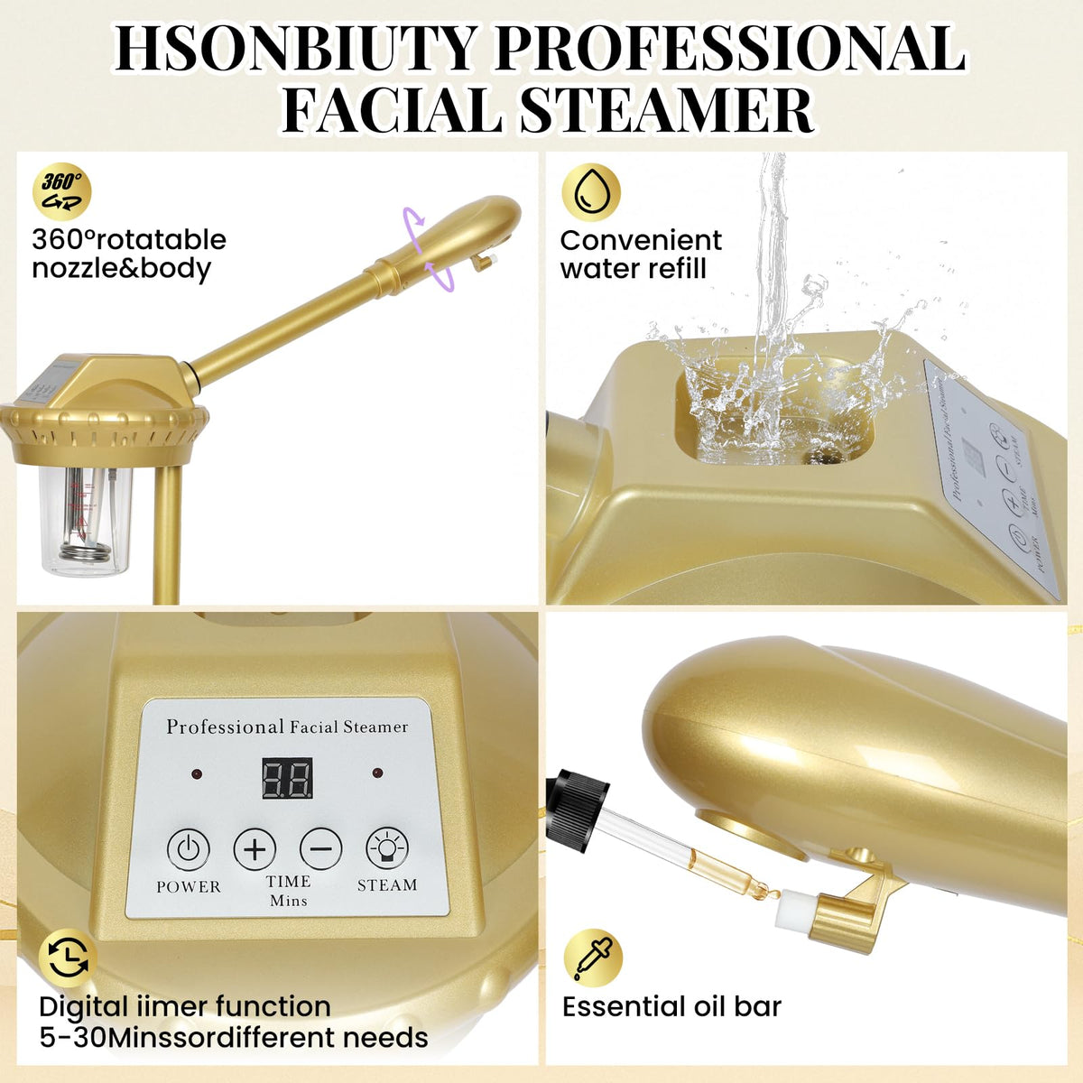 HSONBIUTY adjustable height stand for comfortable, ergonomic home spa use.