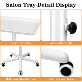 HSONBIUTY salon tray on wheels with 360-degree swivel for smooth movement.
