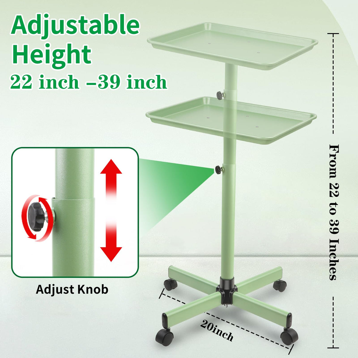 HSONBIUTY salon tray height adjustable knob enables precise work height