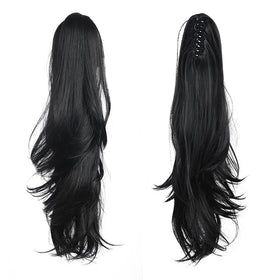 HSPJHTM ponytail extension in black with clip-on attachment for instant style.