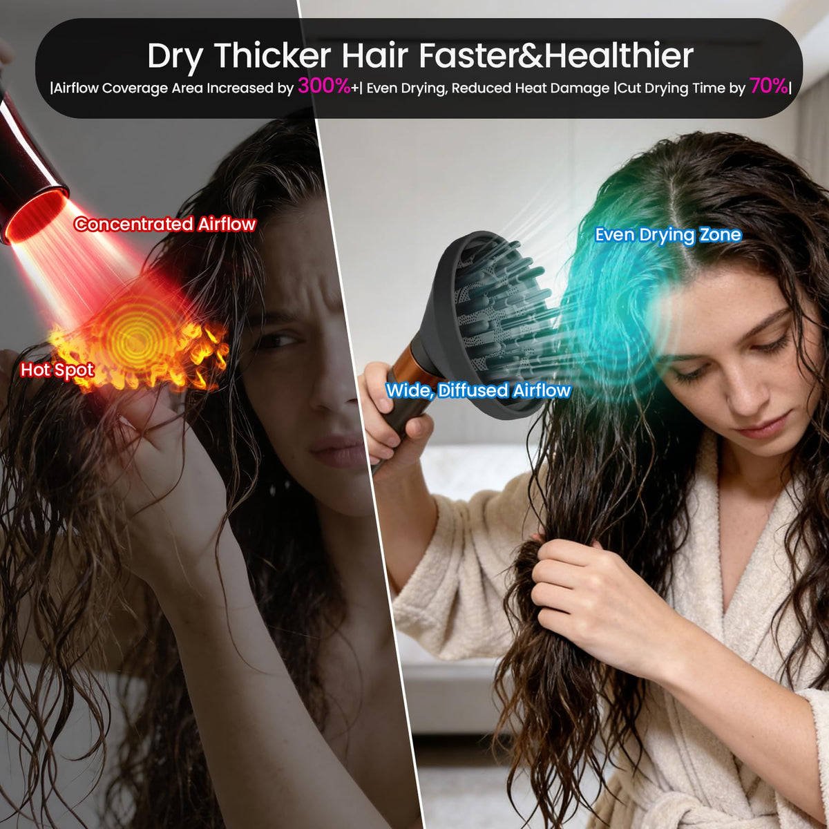 HTKMOS diffuser frizz-control smooths curls with reduced flyaways.