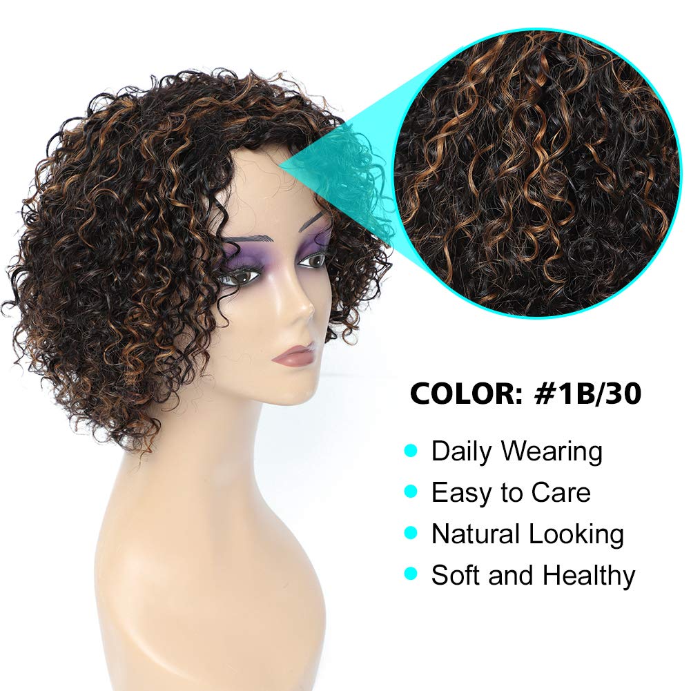 HUA 130-density short curly wig adds fuller volume