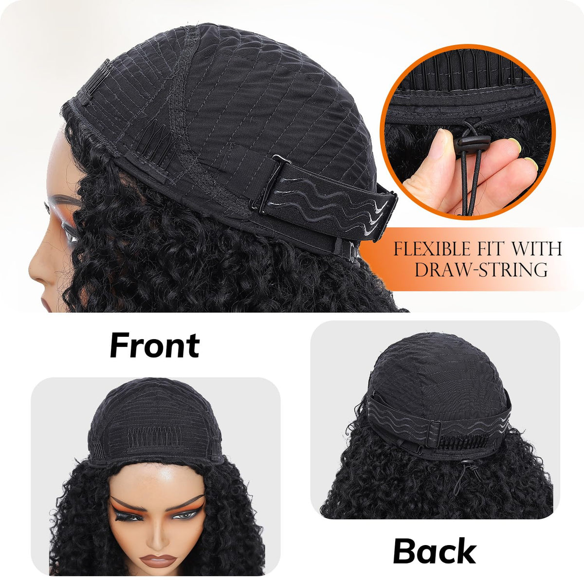 HUA 3-in-1 half wig: versatile styles including ponytail.