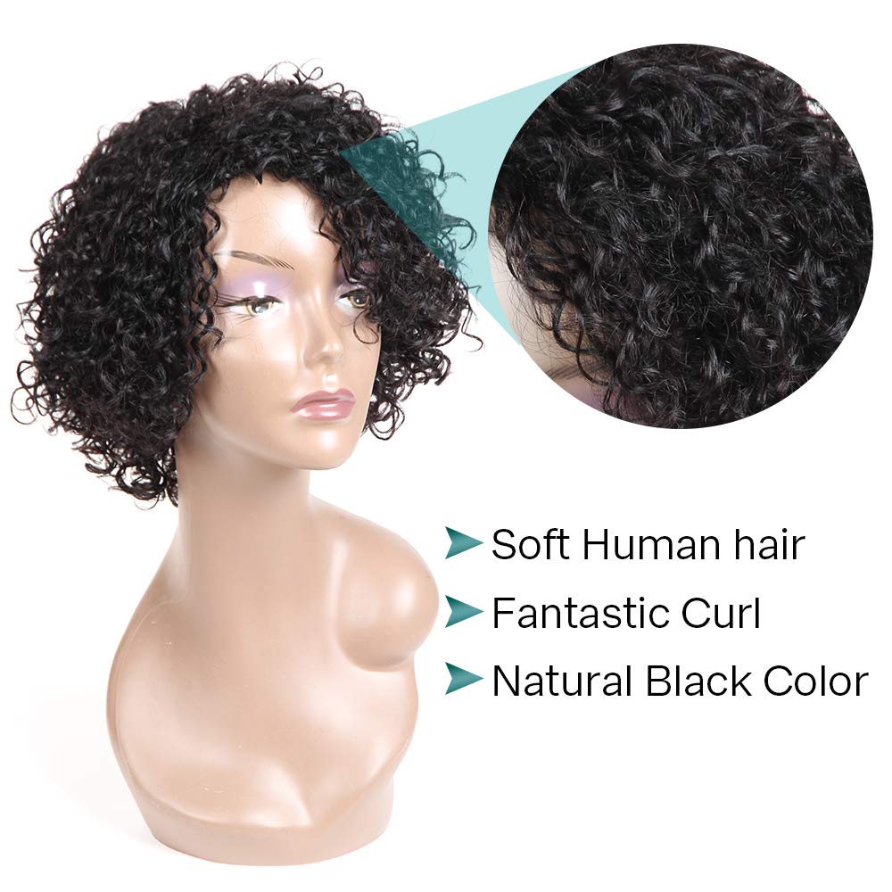 HUA Brazilian Kinky Curly 10inch wig back view shows full coverage and healthy sheen