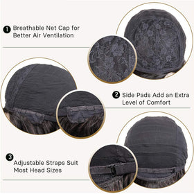 HUA grey glueless wig adjustable straps and back rings for secure fit
