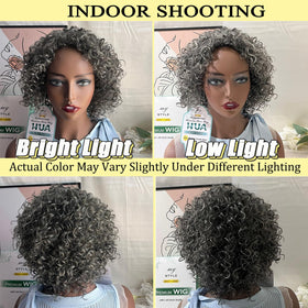 HUA grey glueless wig care note showing gentle handling tips