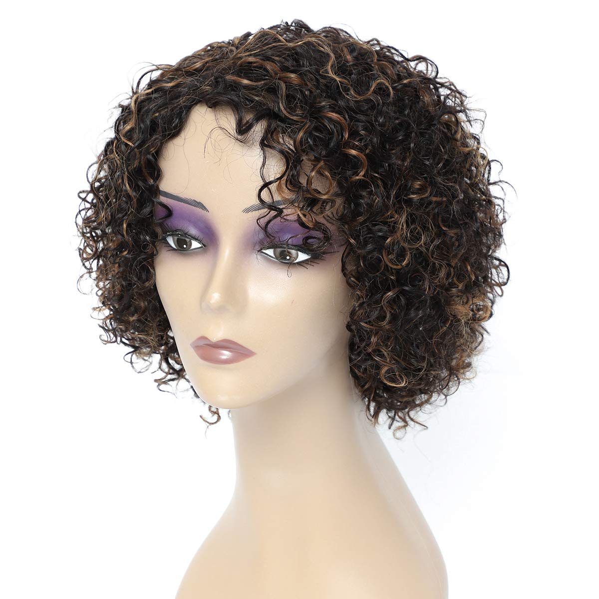 HUA Brazilian kinky curly wig highlights defined curls for versatile styling