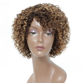 HUA short curly wig in P4/27/30 for natural movement and vibrant color