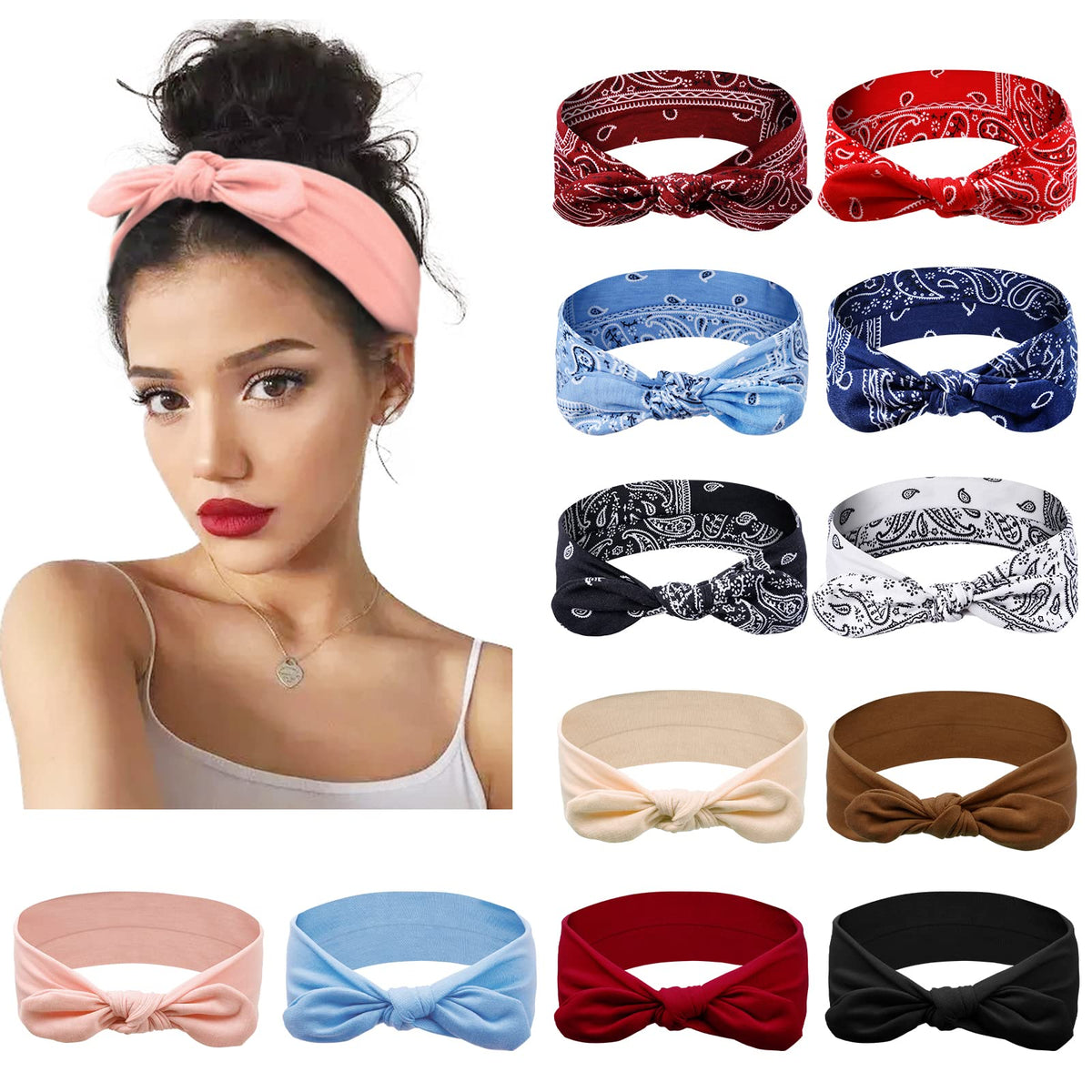 Huachi 12-pack bow headbands offering versatile color options for daily styling