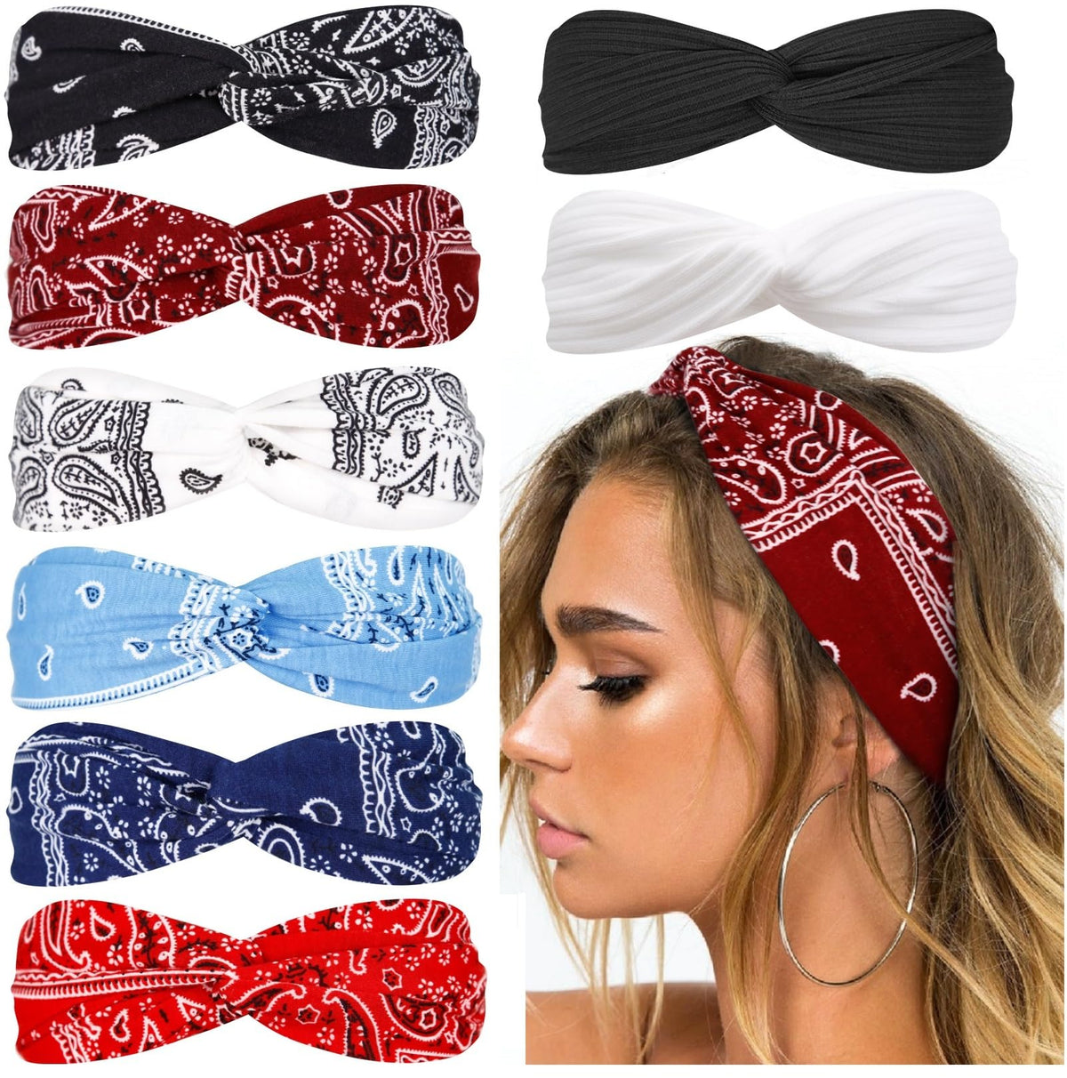 Huachi bandana headbands with boho twist design for stylish, comfortable days.