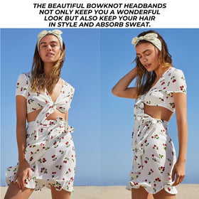 Huachi wild floral bow headband in lavender, light and skin-friendly.