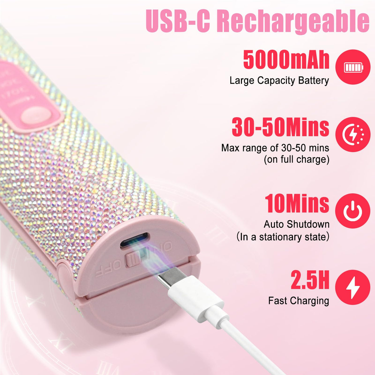 Huajun USB-C rechargeable mini styler for portable touch-ups anywhere