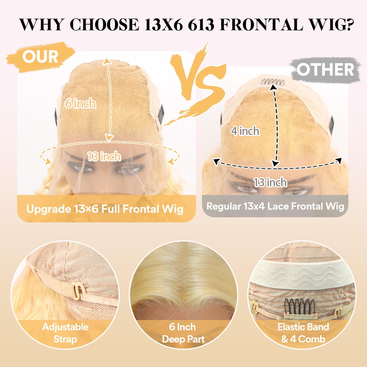 HUANGCAI 613 deep wave wig, side view, adds volume for everyday looks.