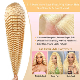HUANGCAI 613 HD lace-cap wig, breathable cap for all-day wear.