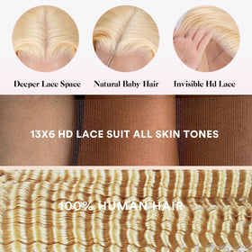 HUANGCAI 613 pre-plucked baby-hair wig enhances realistic hairline.