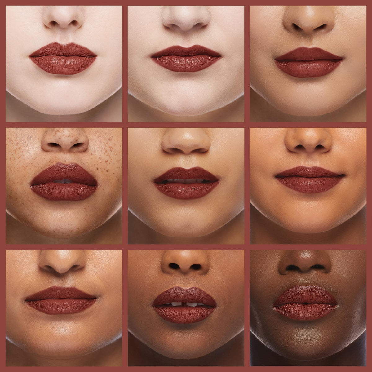 Huda Beauty Trendsetter application close-up highlights clean edges and full coverage.