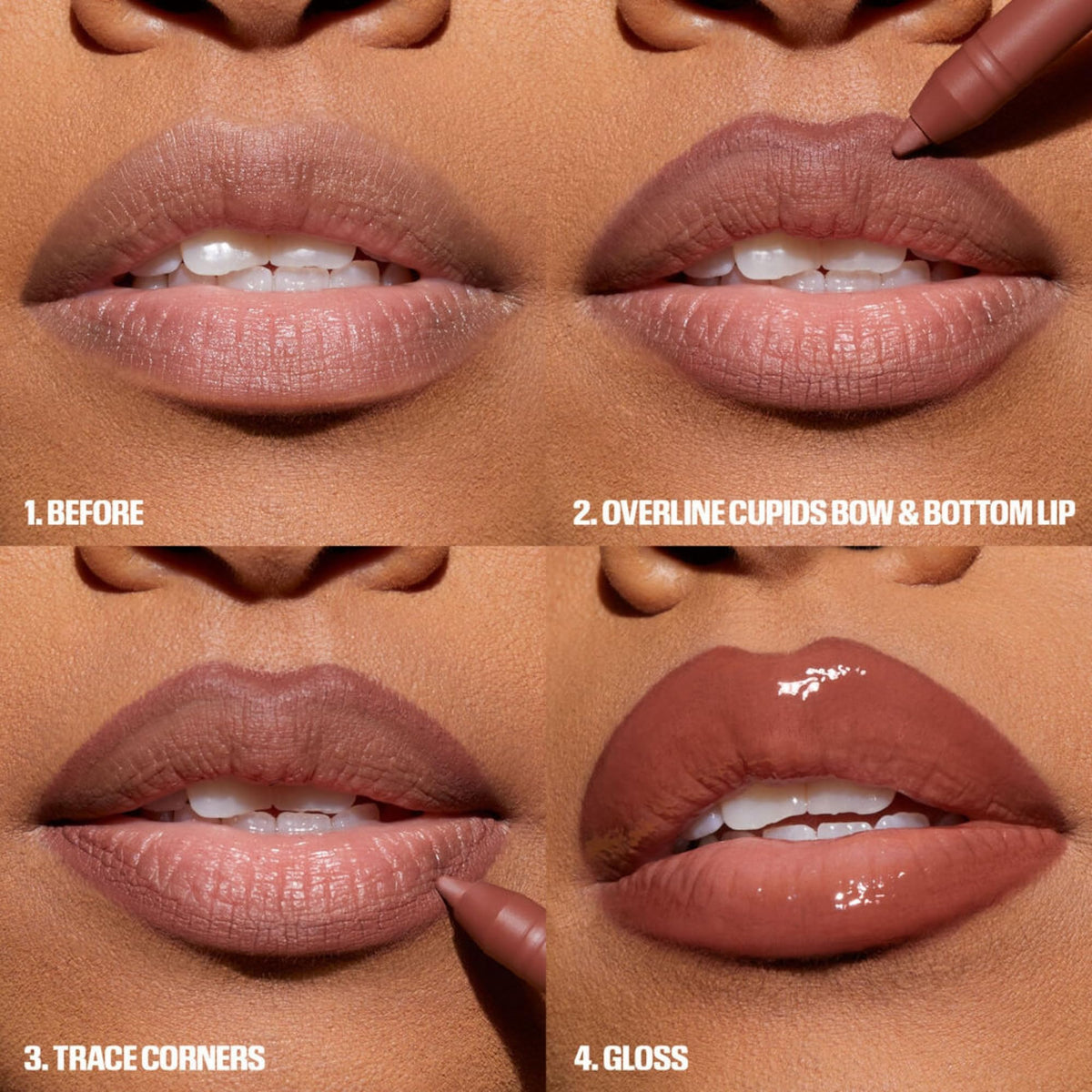 Huda Faux Filler Lip Gloss application demonstrates smooth, high-shine finish without tingling.
