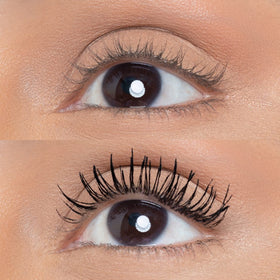 Huda Legit Lashes fiber close-up reveals lash texture and separation.