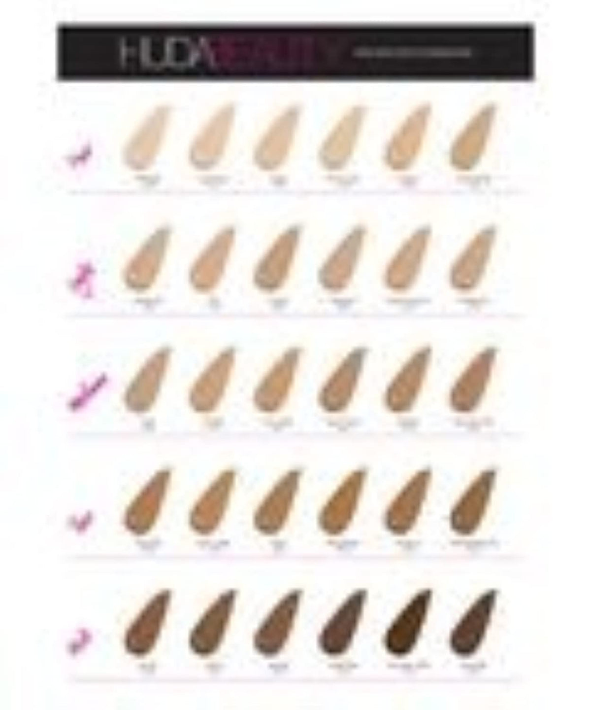 Huda Beauty FauxFilter Dulce de Leche packaging emphasizes premium shade accuracy.