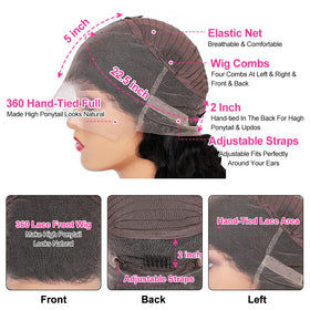 Hudier 360 Body Wave wig middle part for versatile styling