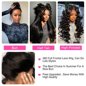 Hudier 360 Body Wave wig side part showing natural fall