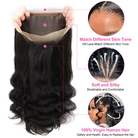 Hudier 360 Body Wave wig ready for curling or straightening