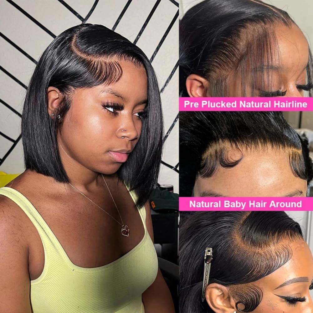 HUIDI Bob Wig 12-inch short straight style for everyday wear and easy styling