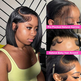HUIDI Bob Wig 12-inch short straight style for everyday wear and easy styling