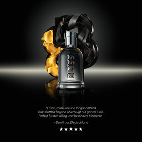 Hugo Boss Bottled Beyond glass bottle detail reflects a modern, versatile woody vibe.