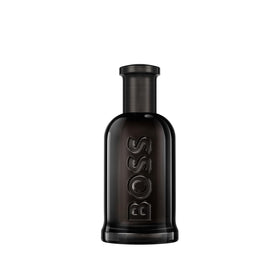 Hugo Boss Bottled Parfum bottle close-up highlighting its deep woody aroma for daily confidence.
