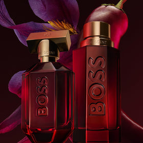 Hugo Boss Elixir warm gold cap detail reflects luxurious finish