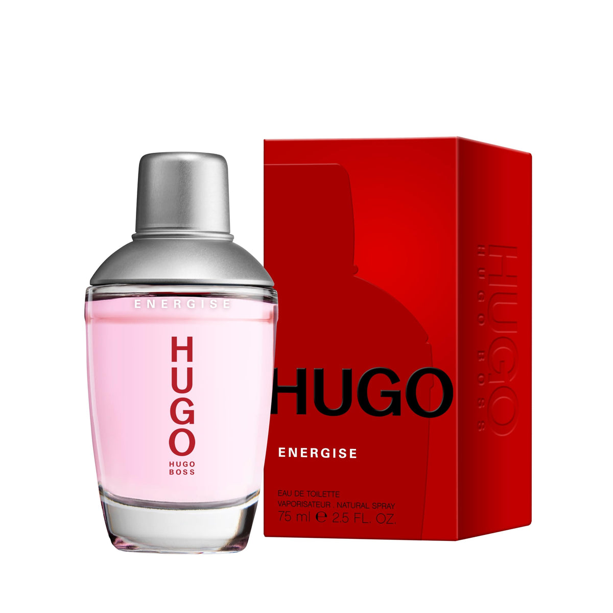 Hugo Energise spray captured mid-application for quick refresh