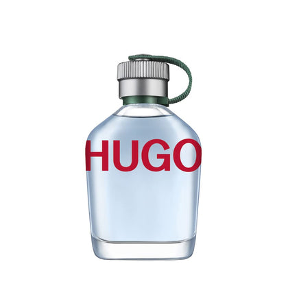 Hugo Man EDT bottle showing green apple notes for energizing freshness.