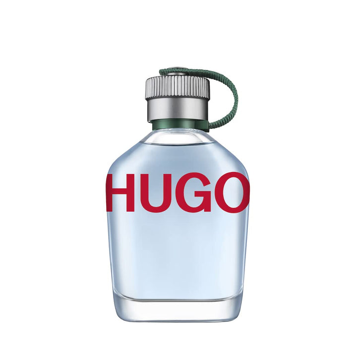 Hugo Man EDT bottle showing green apple notes for energizing freshness.